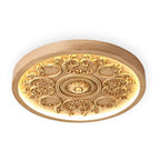 LED-Deckenleuchte mit handgeschnitztem Floralrelief