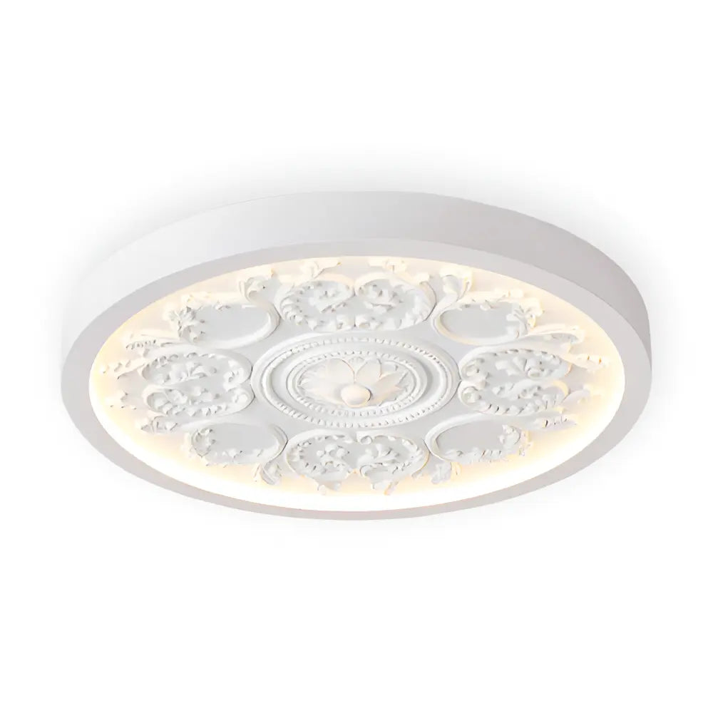 LED-Deckenleuchte mit handgeschnitztem Floralrelief