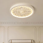 LED-Deckenleuchte mit handgeschnitztem Floralrelief