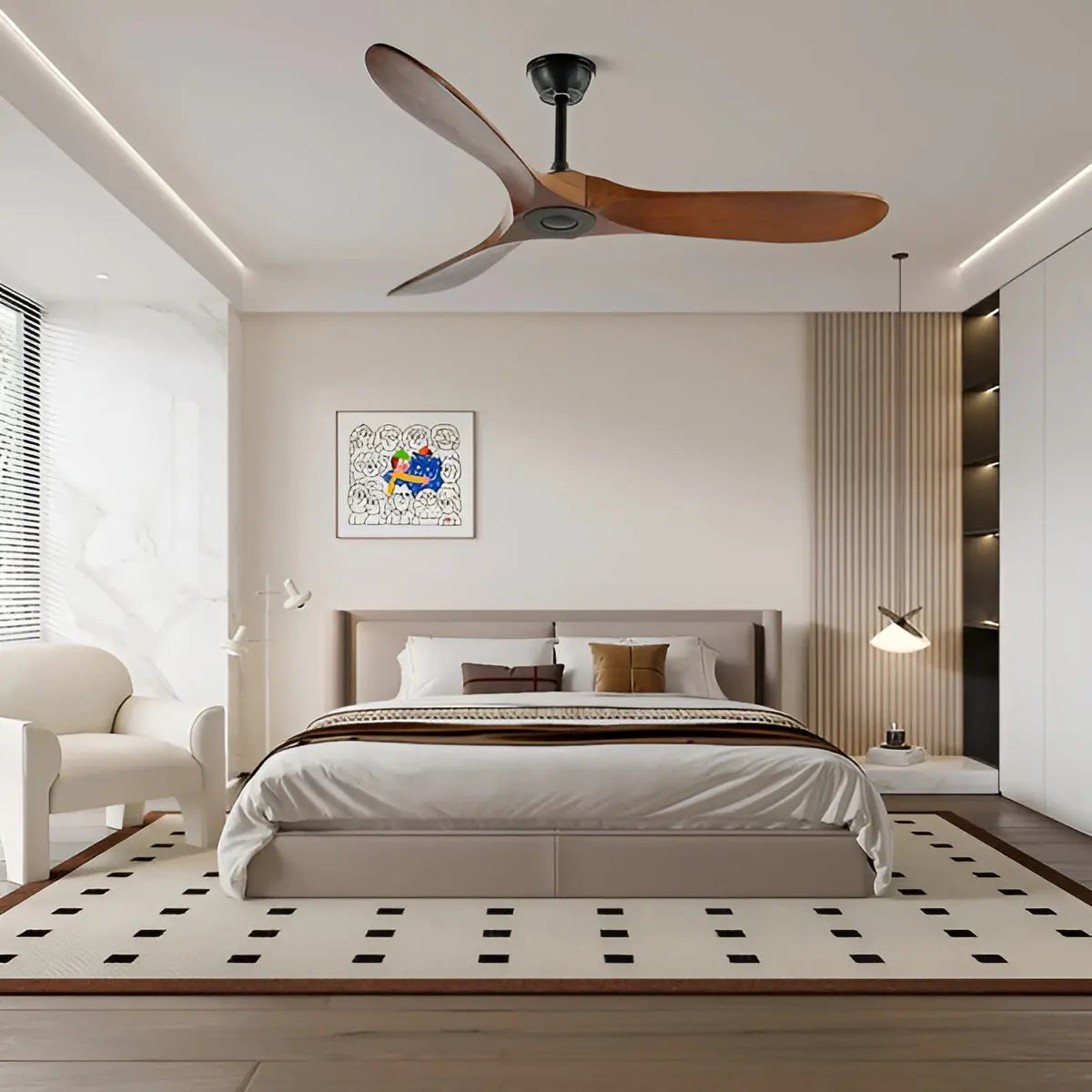 Deckenventilator aus Holz mit Fernbedienung