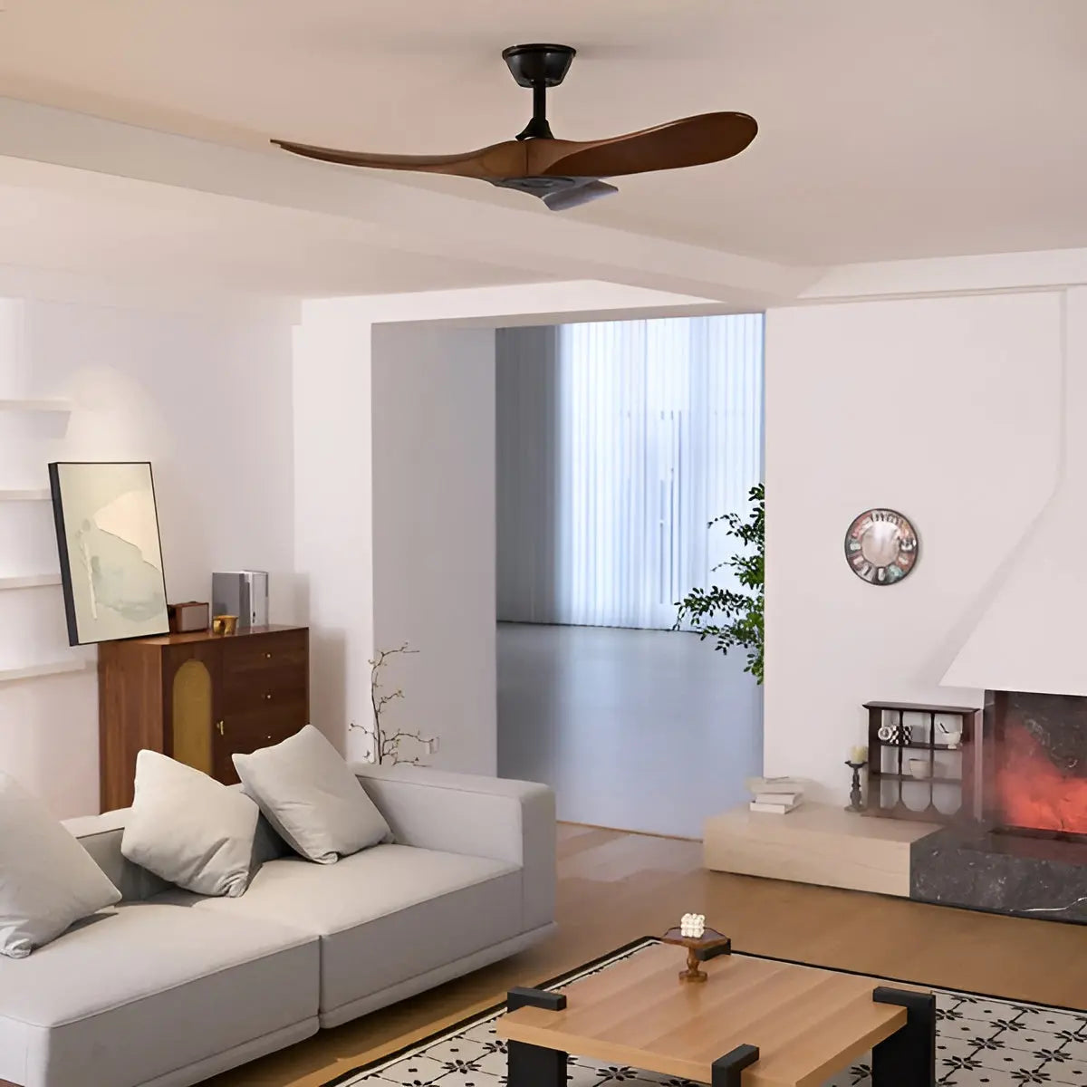Deckenventilator aus Holz mit Fernbedienung