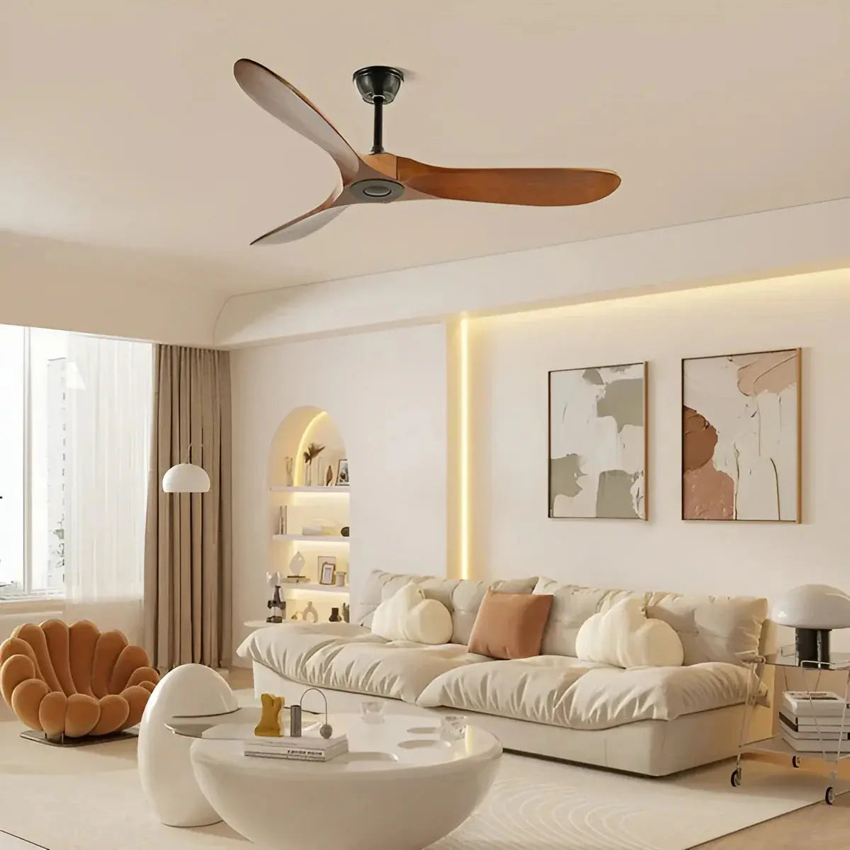 Deckenventilator aus Holz mit Fernbedienung