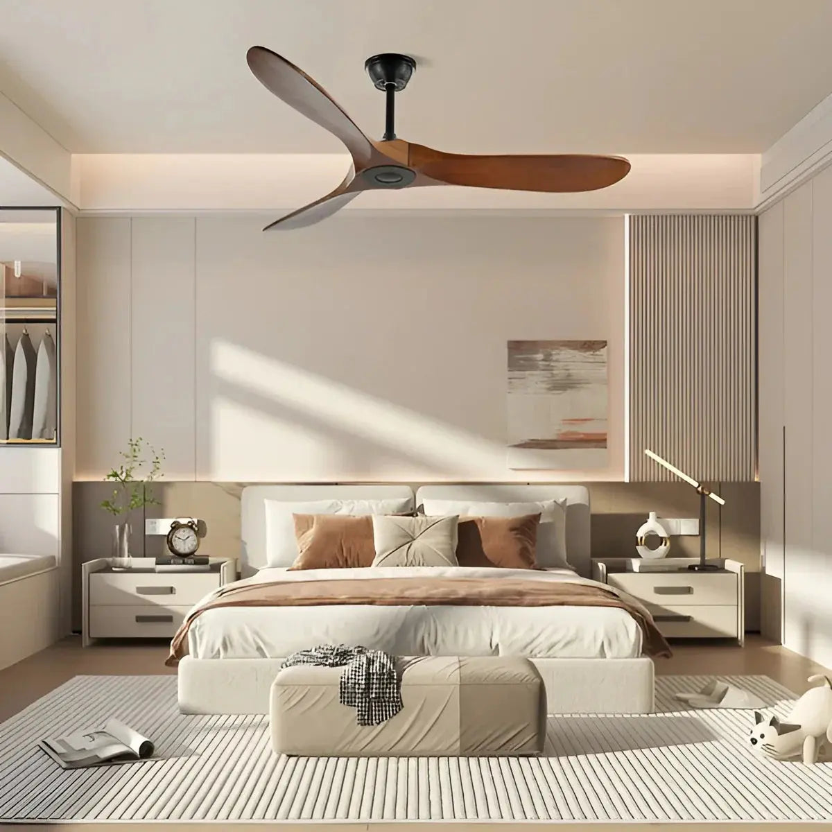 Deckenventilator aus Holz mit Fernbedienung