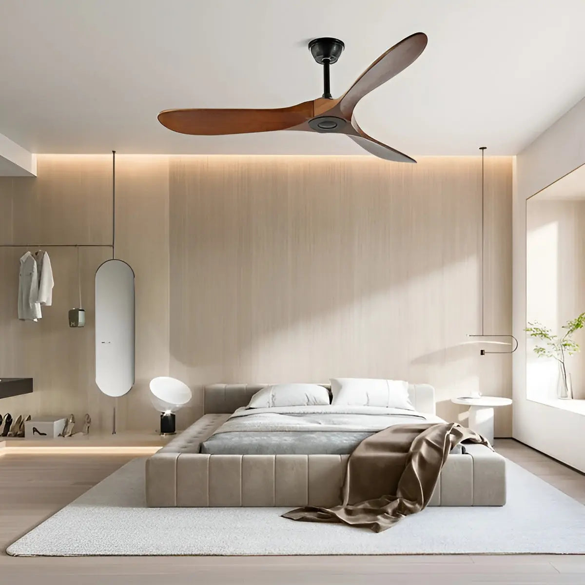 Deckenventilator aus Holz mit Fernbedienung