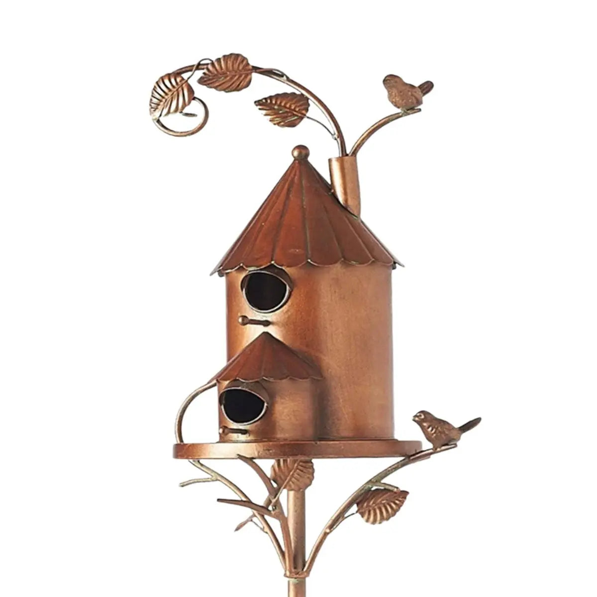 Vogelhaus-Gartenstab aus Metall im Vintage-Stil