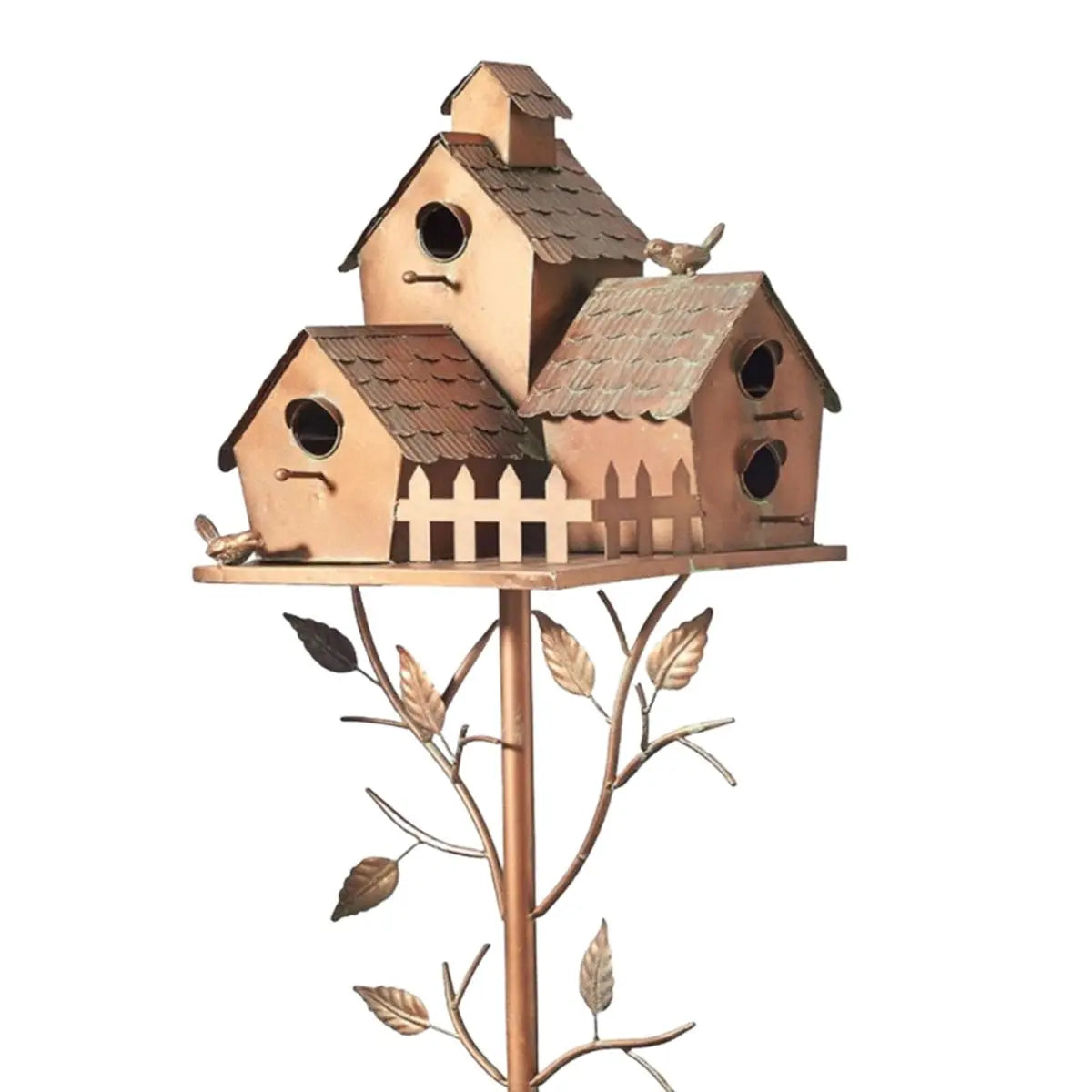Vogelhaus-Gartenstab aus Metall im Vintage-Stil