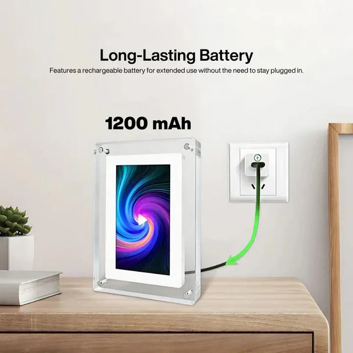 Digitaler Bilderrahmen aus Acryl mit 7" HD-Display