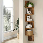 Eckregal aus Holz – 5 Ebenen im Zickzack-Design