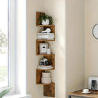 Eckregal aus Holz – 5 Ebenen im Zickzack-Design