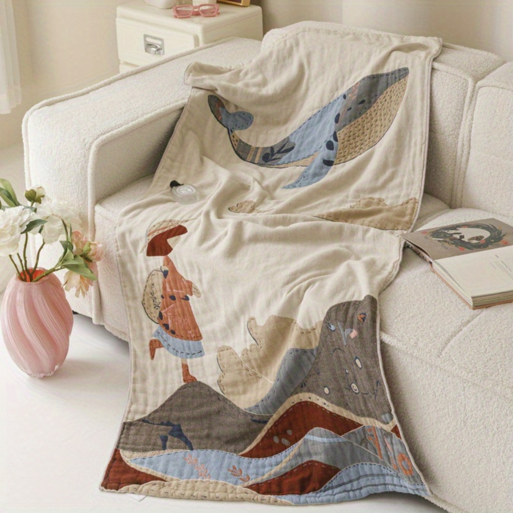 Kuscheldecke mit Blütenmuster aus Baumwolle