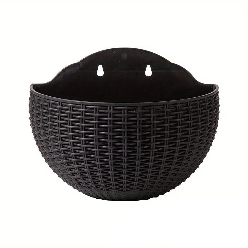 Wandplanzgefäss mit Rattan-Design