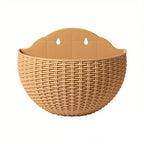 Wandplanzgefäss mit Rattan-Design