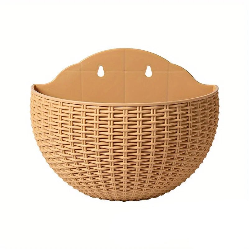 Wandplanzgefäss mit Rattan-Design