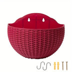 Wandplanzgefäss mit Rattan-Design
