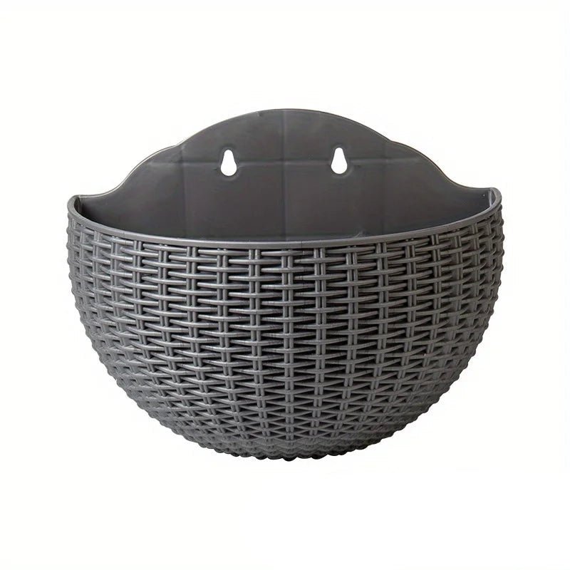 Wandplanzgefäss mit Rattan-Design