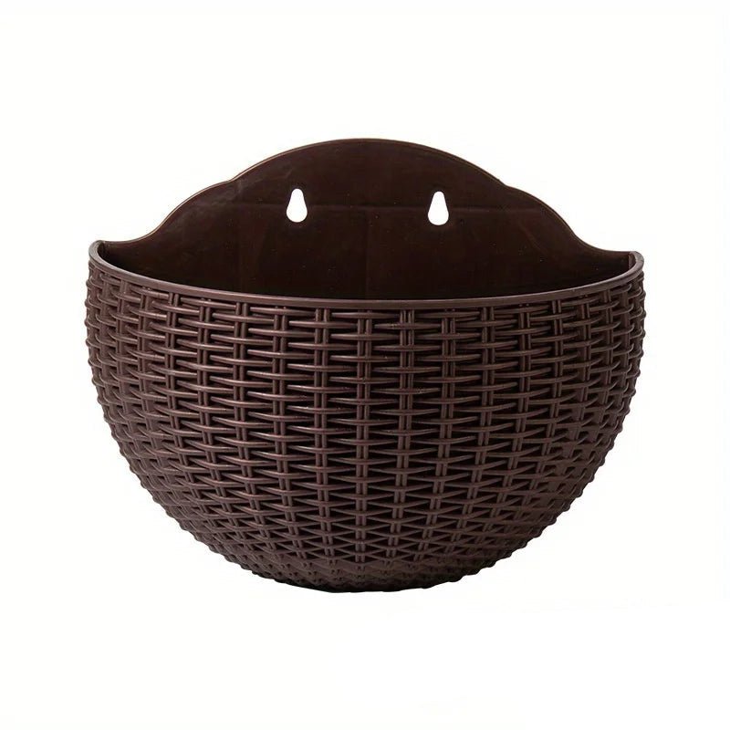 Wandplanzgefäss mit Rattan-Design