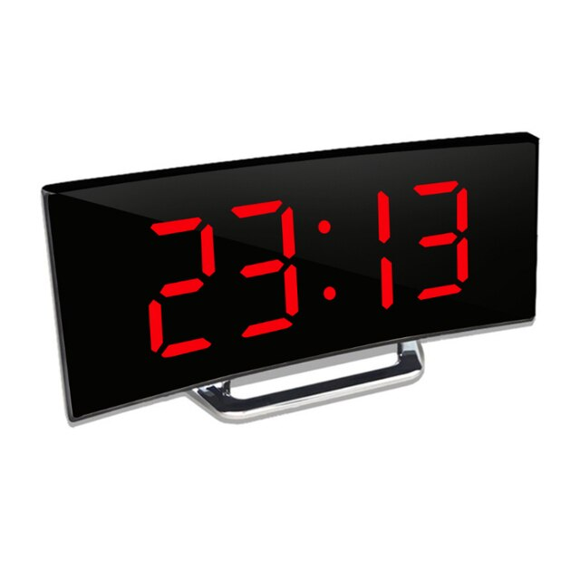 LED-Wecker mit gebogenem Spiegeldisplay und Temperaturanzeige