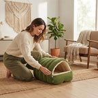 Kuschelhöhle Cord mit Plüschfutter für Katzen und Hunde