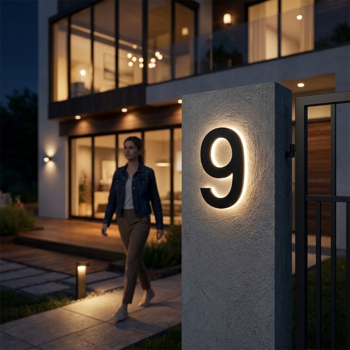 LED-Hausnummer hinterleuchtet aus Edelstahl