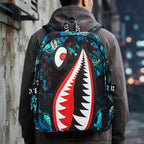 Kinder-Rucksack mit Hai-Motiv und USB-Anschluss