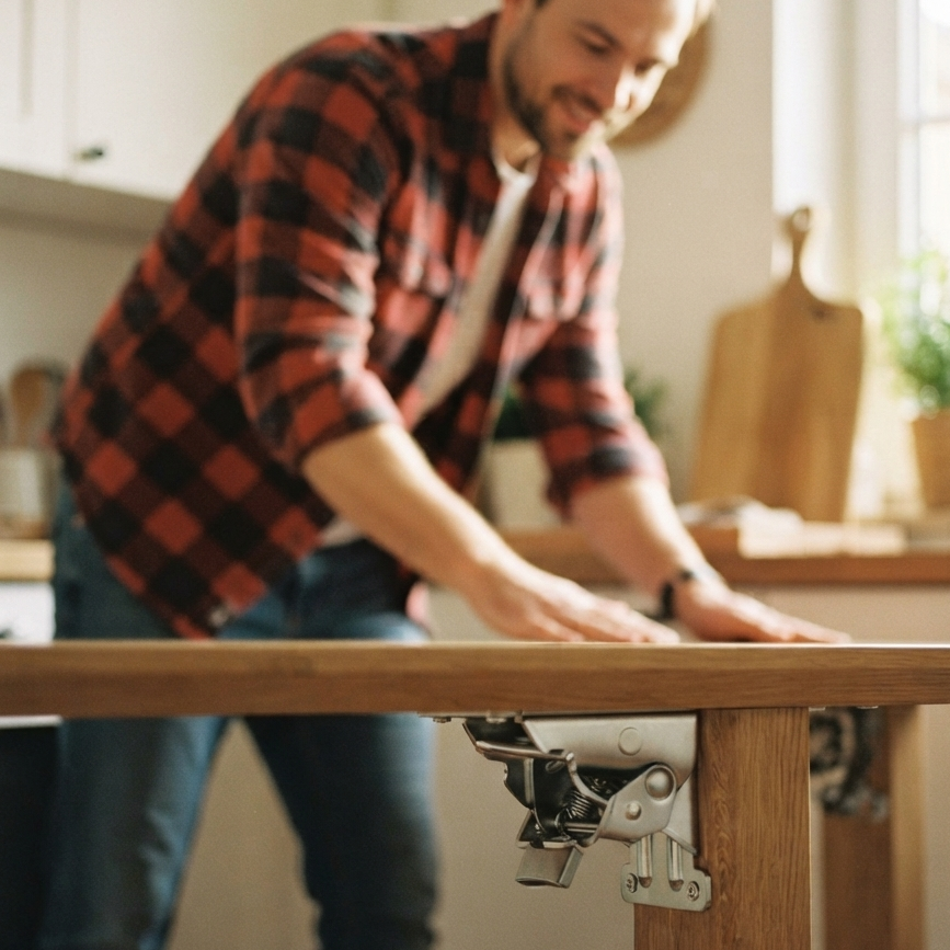 Klapphalter 90° Auto-Lock für Tischbeine