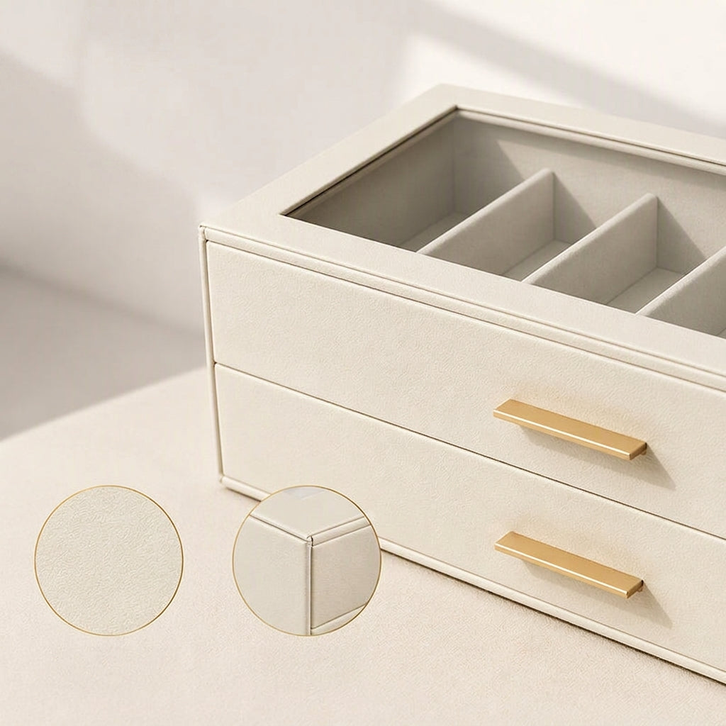 Sonnenbrillen-Organizer PU-Leder mit Glasdeckel