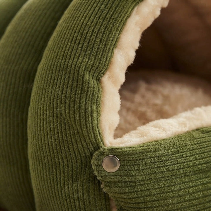 Kuschelhöhle Cord mit Plüschfutter für Katzen und Hunde