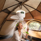 Camping-Ventilator mit LED-Beleuchtung und Fernbedienung
