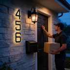 Solar-Hausnummernschild mit LED-Beleuchtung
