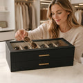 Sonnenbrillen-Organizer PU-Leder mit Glasdeckel