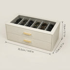 Sonnenbrillen-Organizer PU-Leder mit Glasdeckel