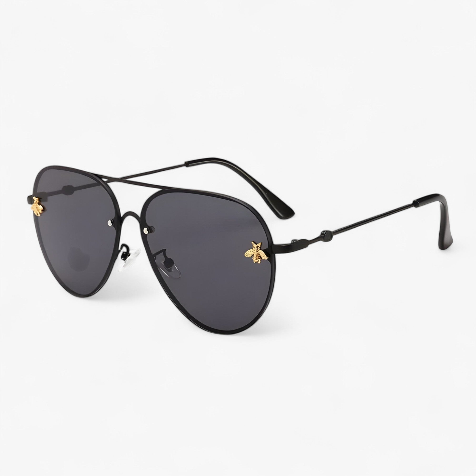 Vintage Pilotenbrille mit Bienen-Design und Metallrahmen