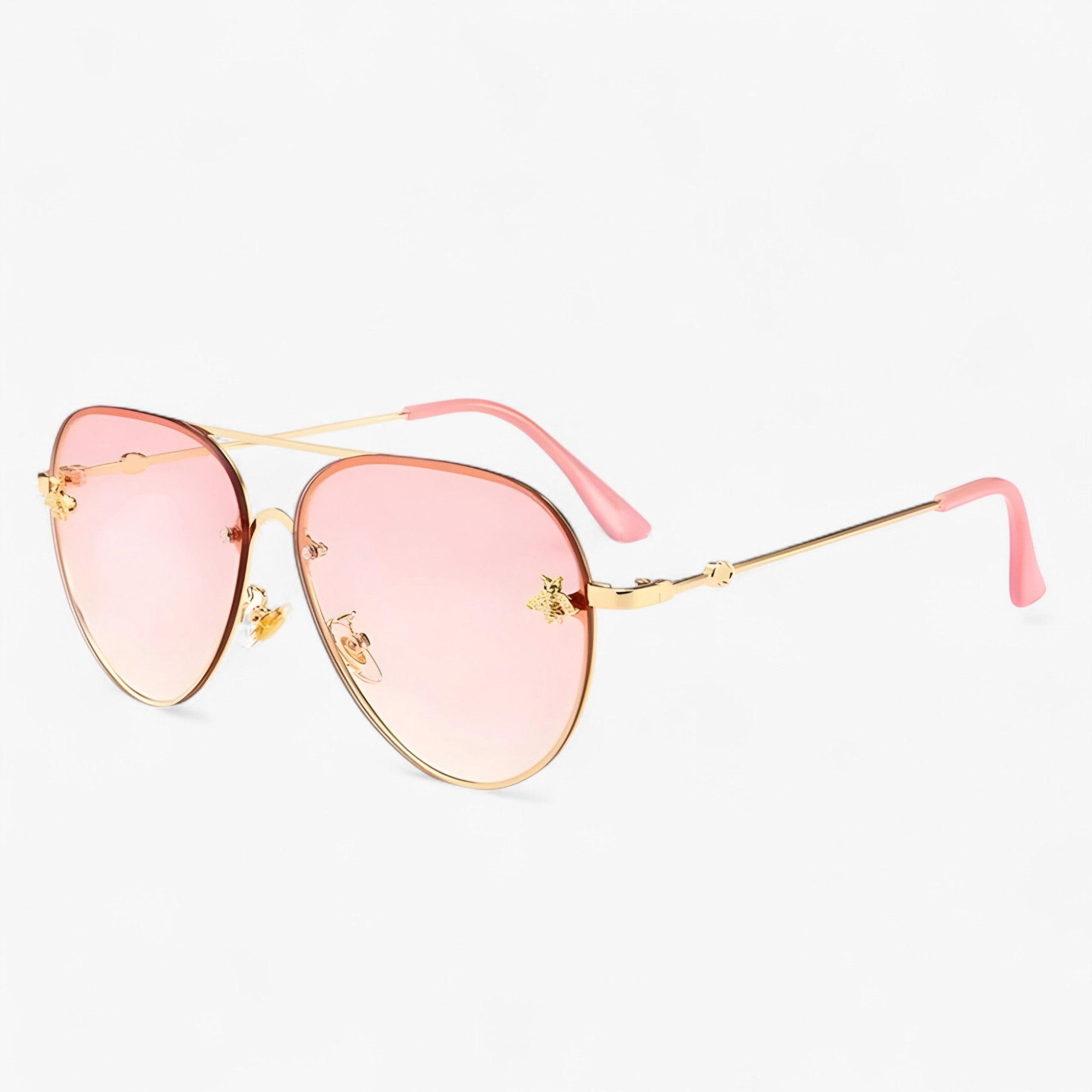 Vintage Pilotenbrille mit Bienen-Design und Metallrahmen
