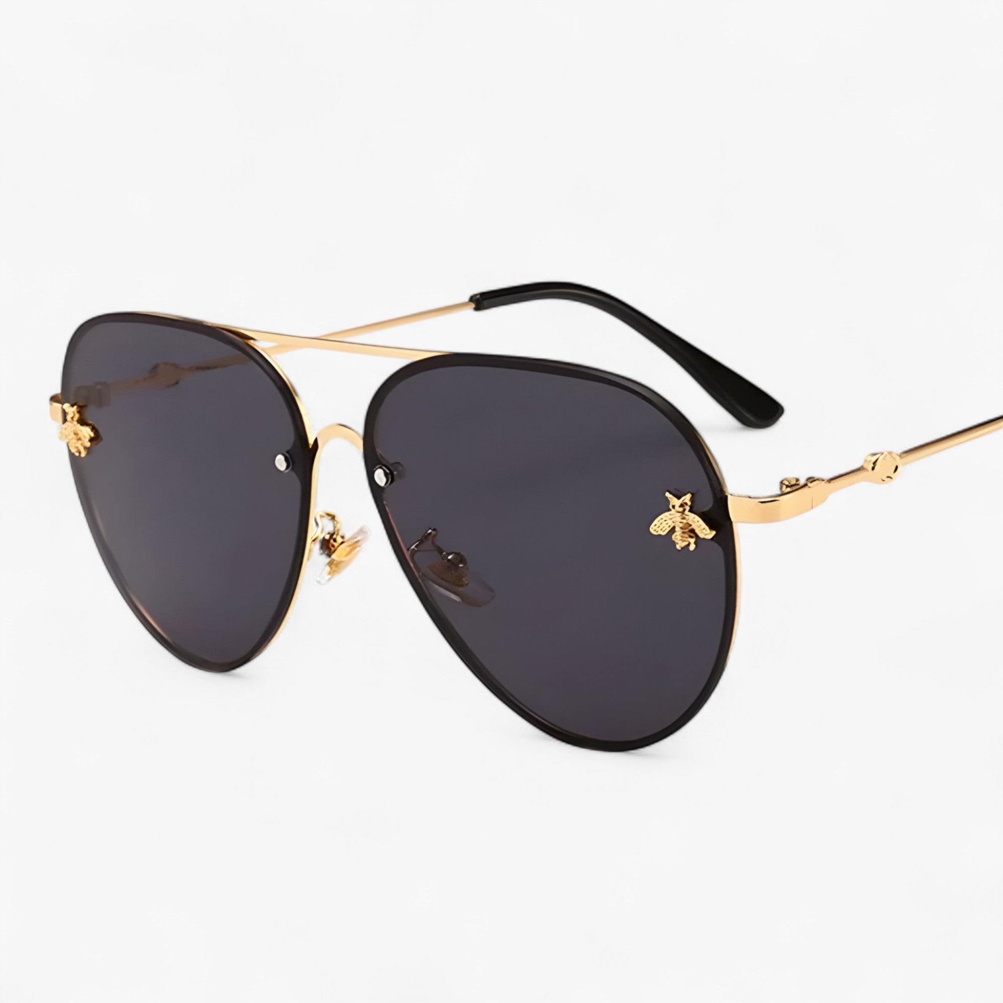 Vintage Pilotenbrille mit Bienen-Design und Metallrahmen
