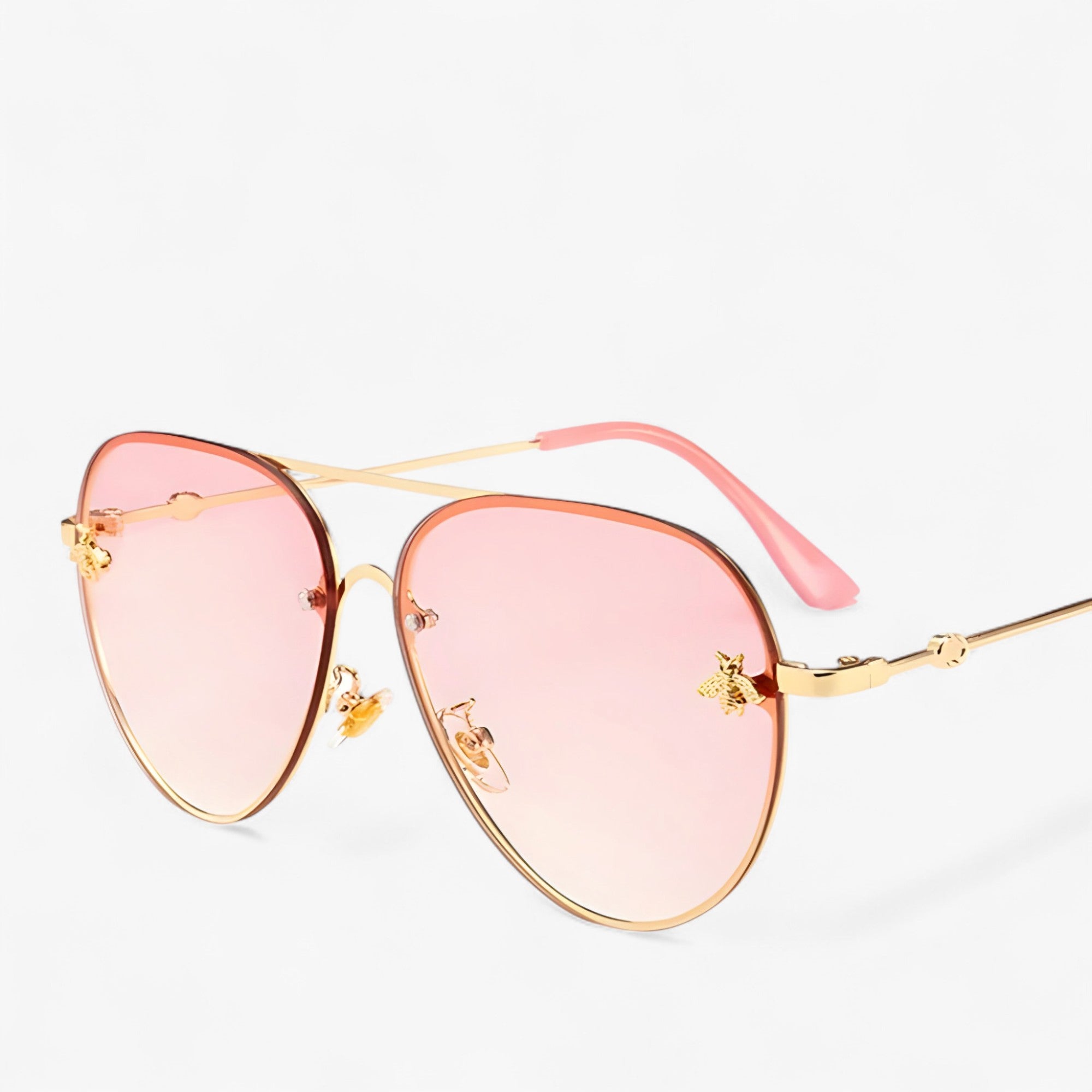 Vintage Pilotenbrille mit Bienen-Design und Metallrahmen