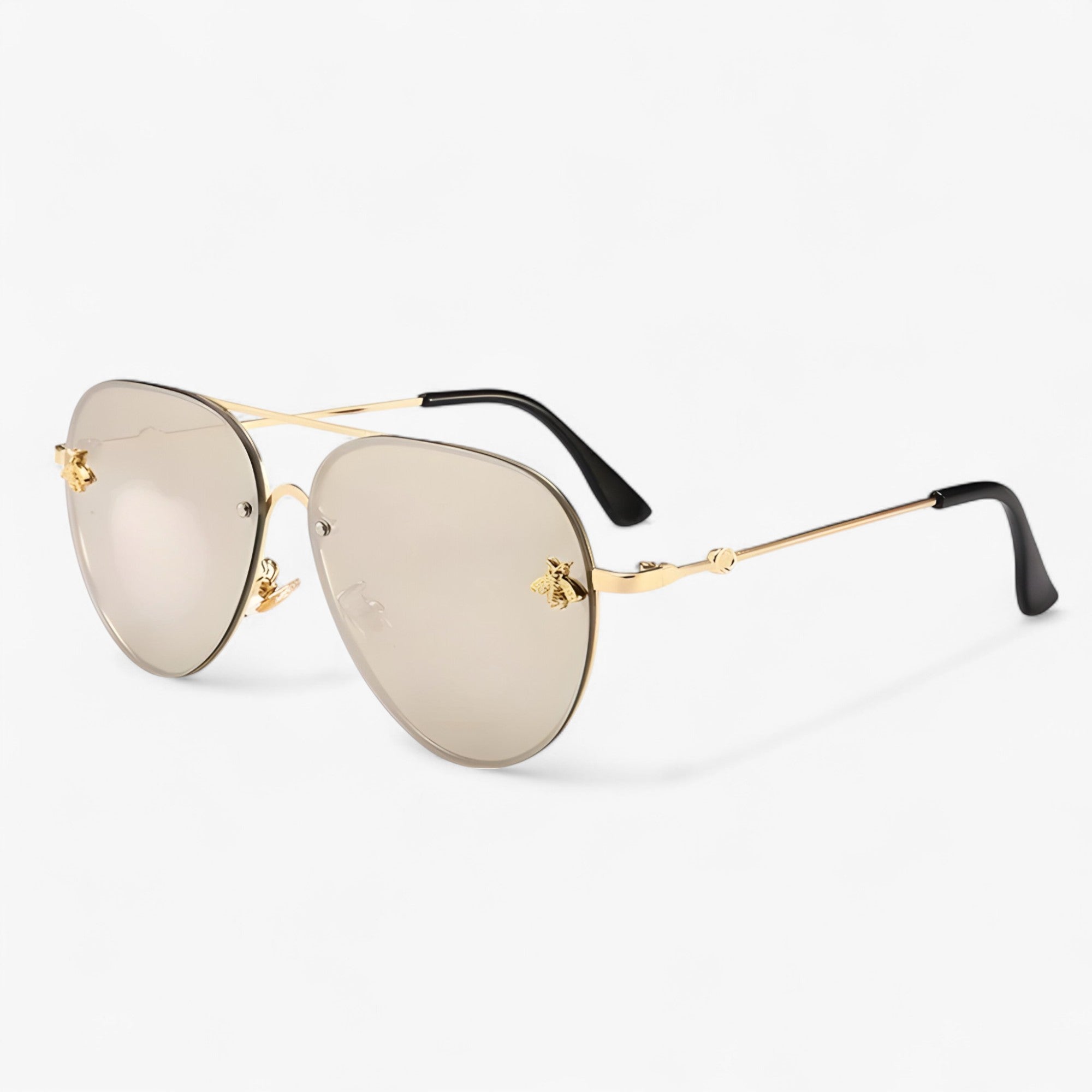 Vintage Pilotenbrille mit Bienen-Design und Metallrahmen