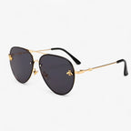 Vintage Pilotenbrille mit Bienen-Design und Metallrahmen