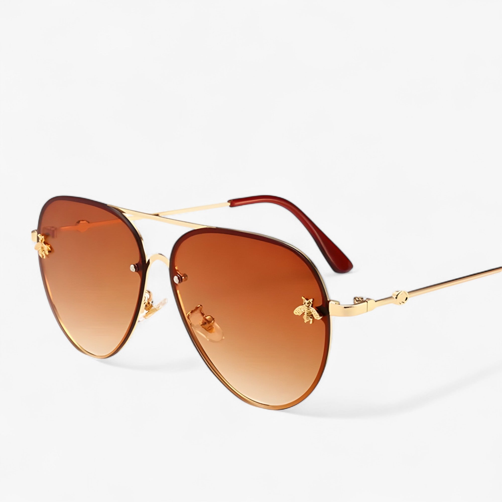 Vintage Pilotenbrille mit Bienen-Design und Metallrahmen