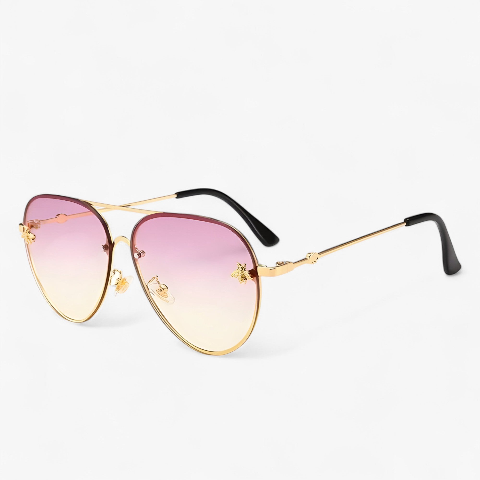 Vintage Pilotenbrille mit Bienen-Design und Metallrahmen