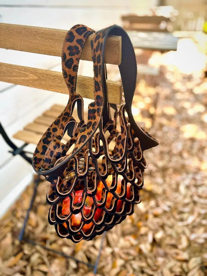 Handgefertigte faltbare Tragetasche aus Leder