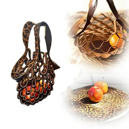 Handgefertigte faltbare Tragetasche aus Leder