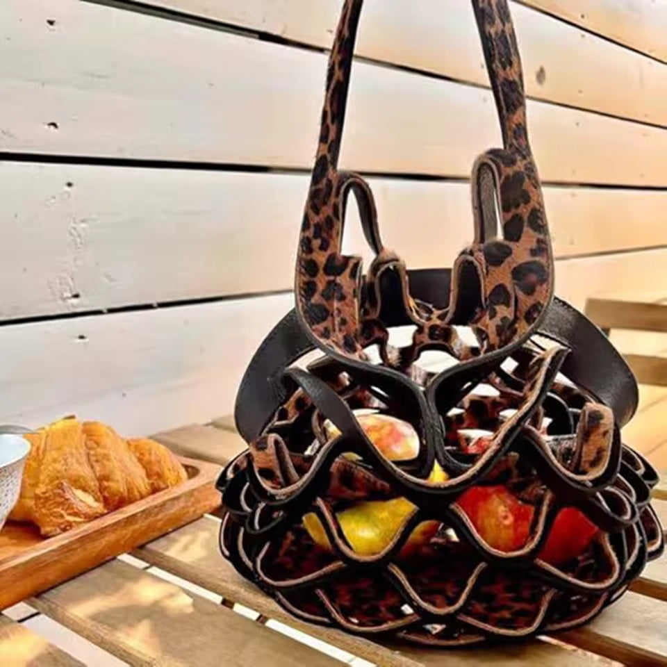 Handgefertigte faltbare Tragetasche aus Leder