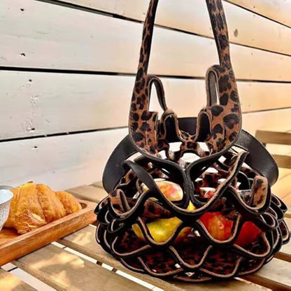 Handgefertigte faltbare Tragetasche aus Leder