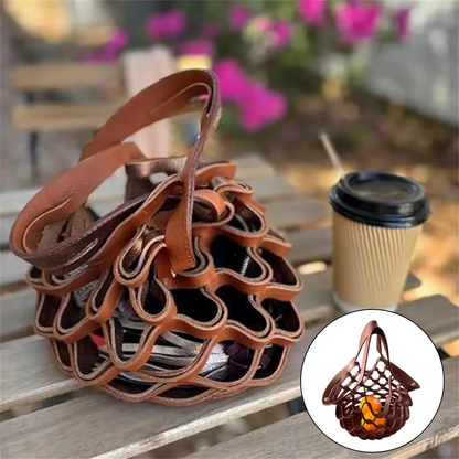 Handgefertigte faltbare Tragetasche aus Leder