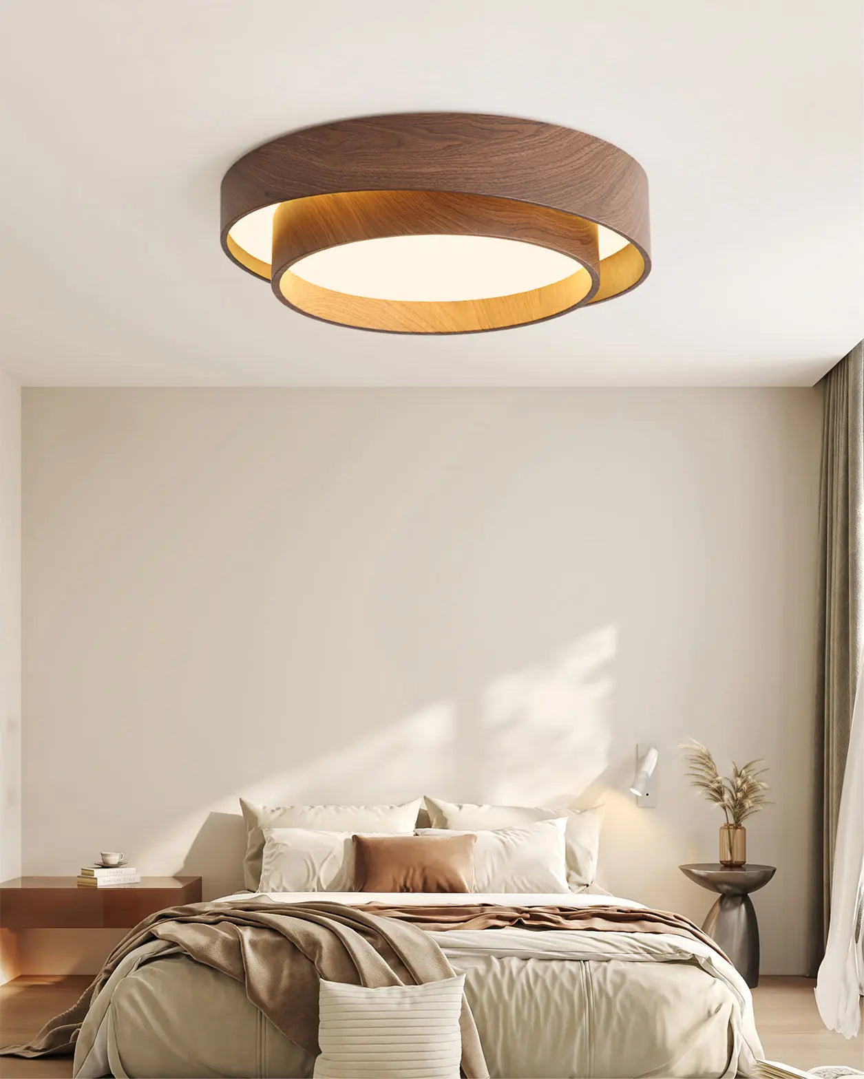 LED-Deckenleuchte aus Walnussholz – Dimmbar