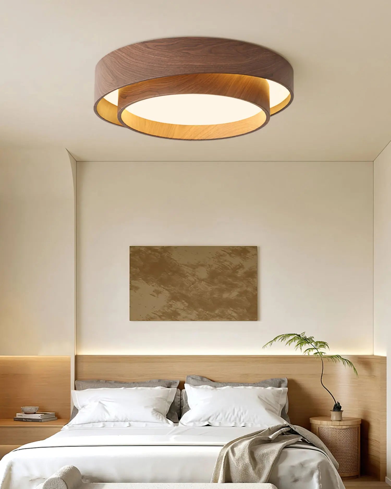 LED-Deckenleuchte aus Walnussholz – Dimmbar