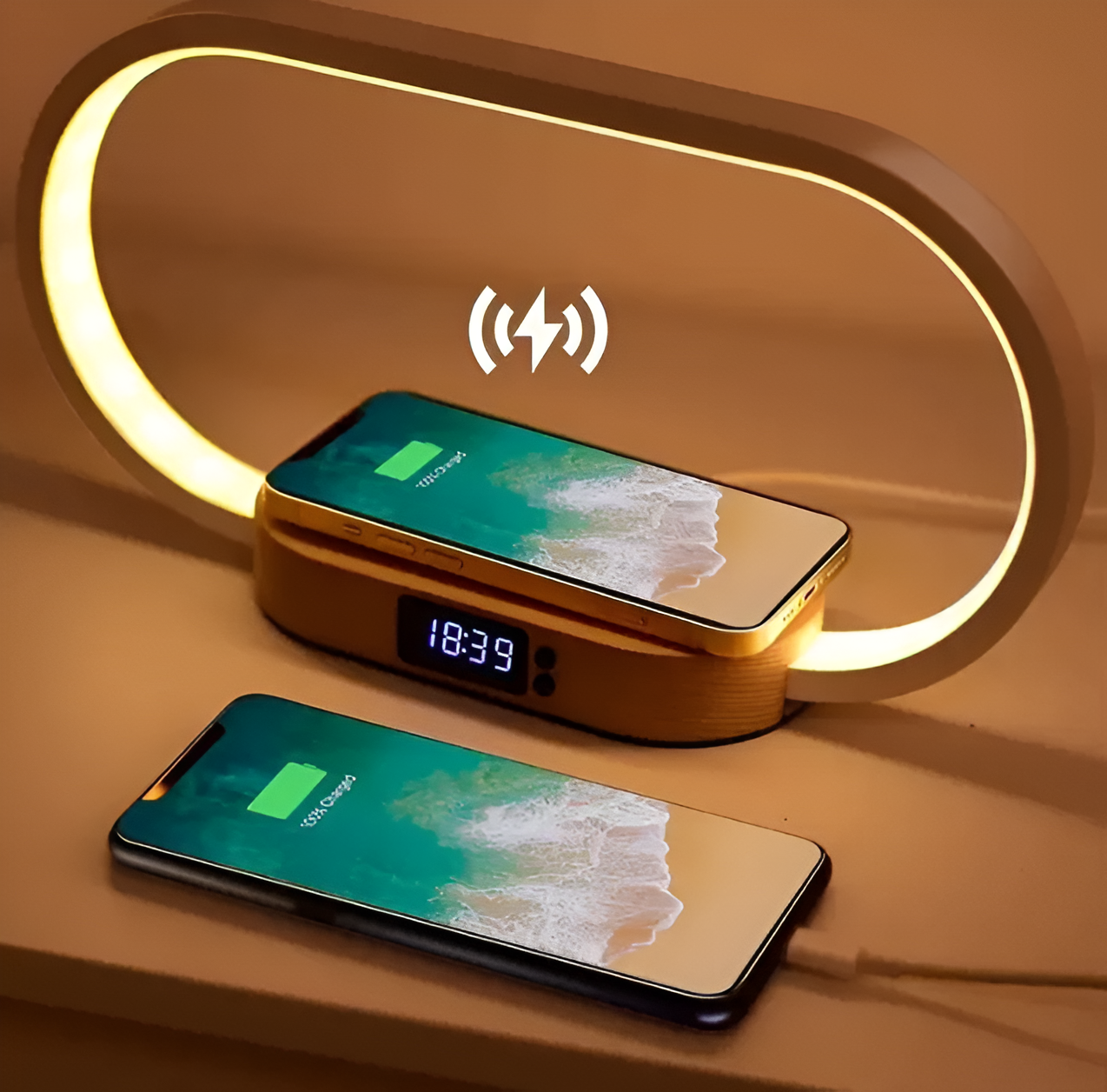 LED-Nachtlicht mit USB-C-Ladeanschluss und Digitaluhr