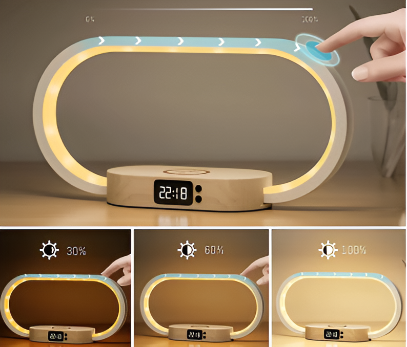 LED-Nachtlicht mit USB-C-Ladeanschluss und Digitaluhr