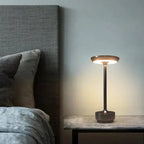 Kabellose LED-Tischleuchte mit Dimmer aus Edelstahl