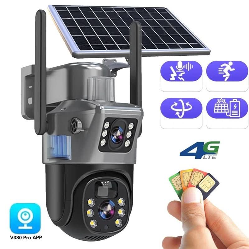 Solar-Überwachungskamera mit Dual-Objektiv und 4K-Auflösung